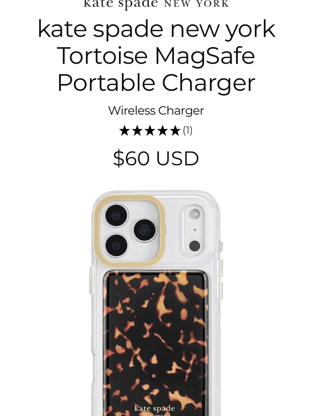 kate spade tortoiseshell Portable Power Bank Charger